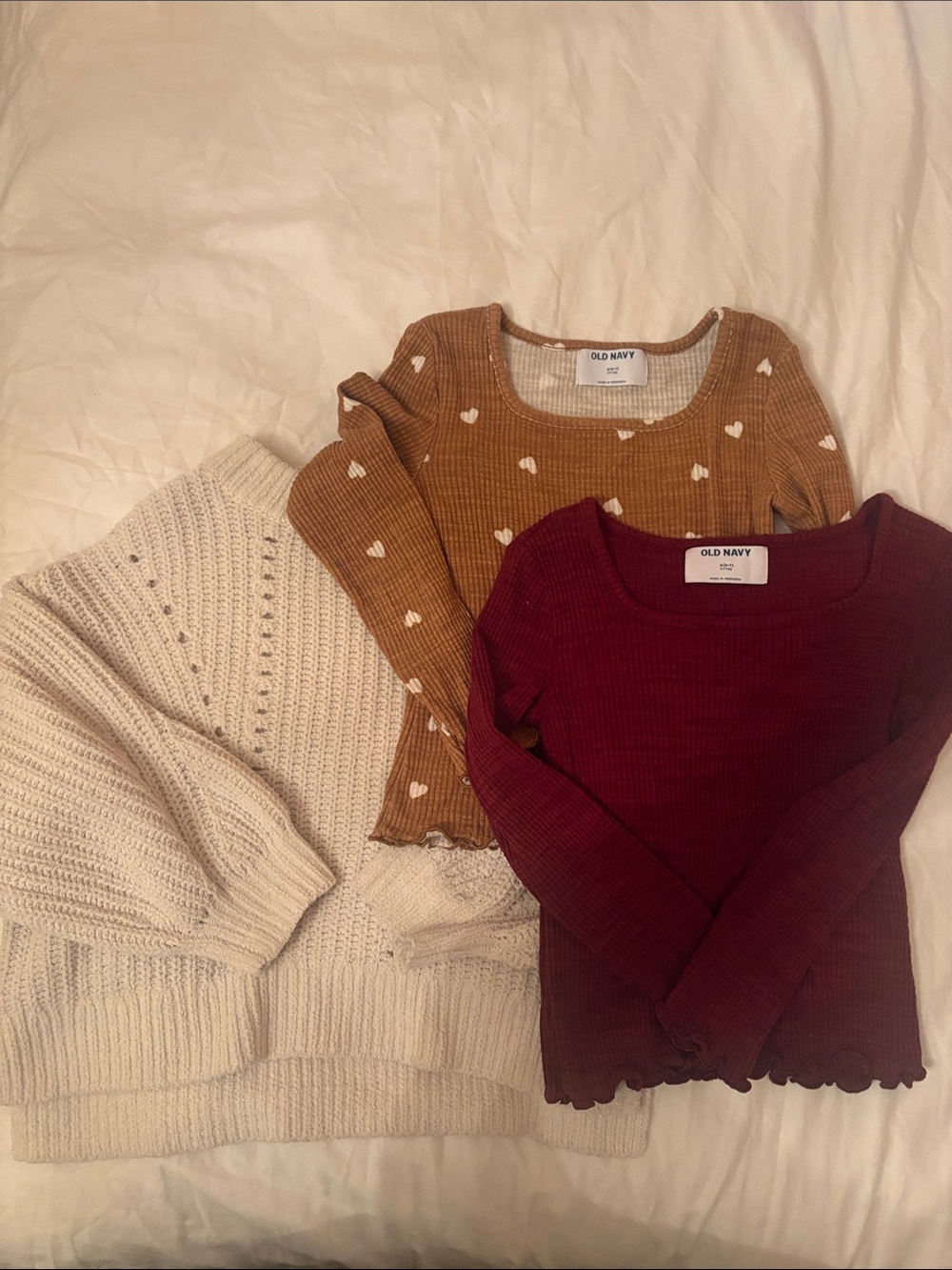 3pk Old Navy Kids Ribbed Long-Sleeve Sweaters/Thermals (2) and Oversized Sweater